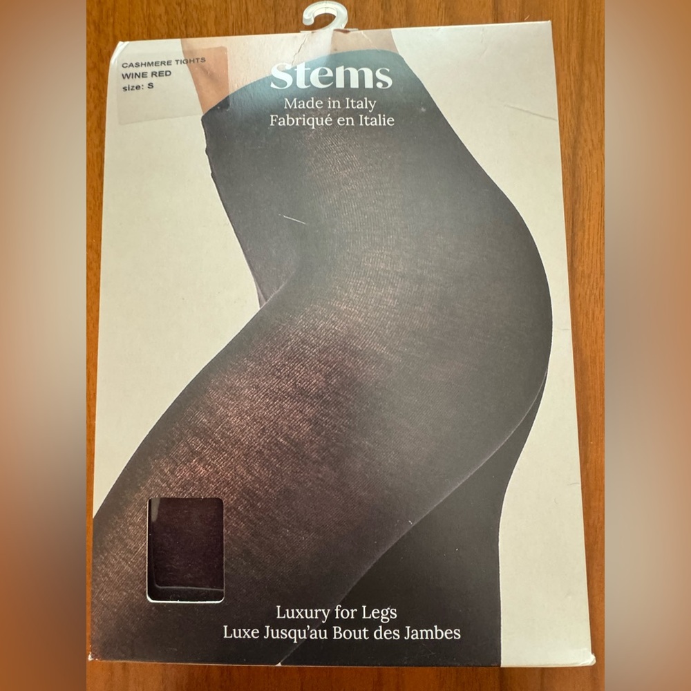 Stems Luxury Cashmere Tights, Wine Red. Size S. NEW